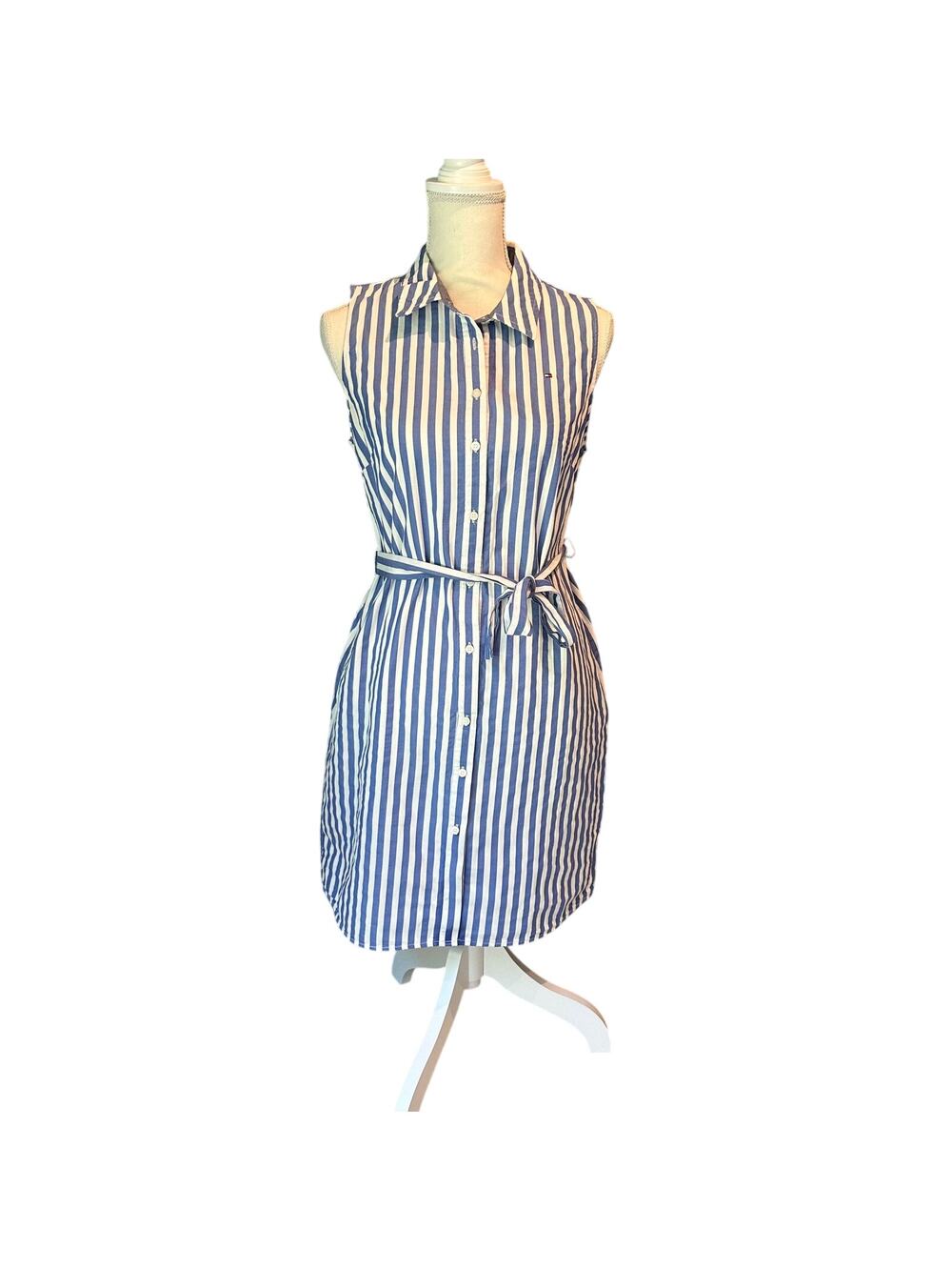 Tommy Hilfiger Size 6 striped dress with pockets Sleeveless shirt dress Coastal